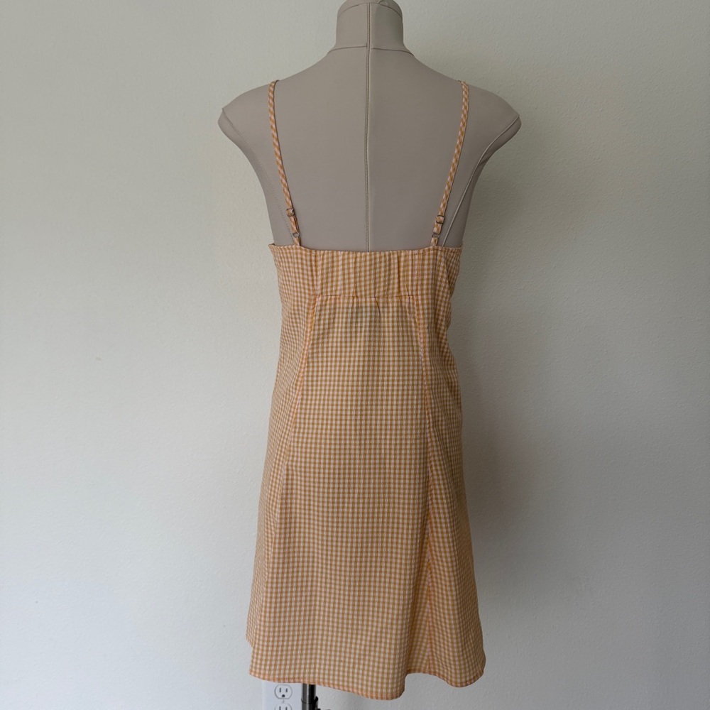 (NWOT) Orange Gingham Bustier Mini Sundress - Picture 6 of 11